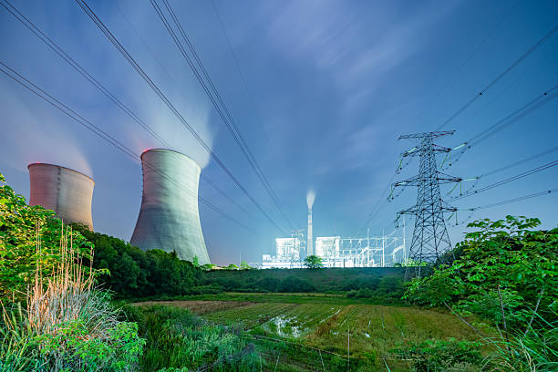 istock Thermal power plant night view 2214701175