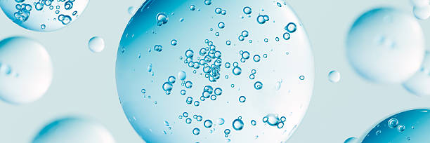 istock 3D banner. Transparent blue gel water texture with air bubbles in view on a light blue background. Ideal for skin care, cosmetics, or hygiene product concepts. Clean, fresh, and minimalistic design. 2214706086