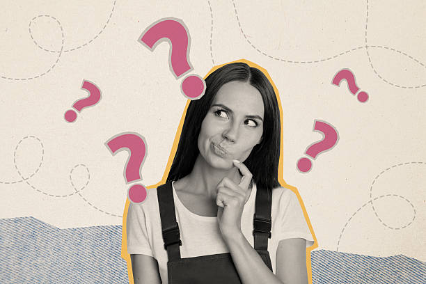 istock Trend artwork composite sketch collage of silhouette young pensive lady thoughtful look ask question need answer solve puzzle find idea 2214706157