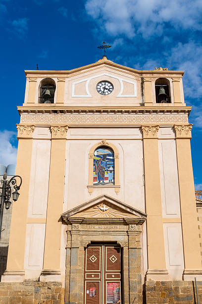 istock Church facade with clock and bells in Niscemi 2214709238