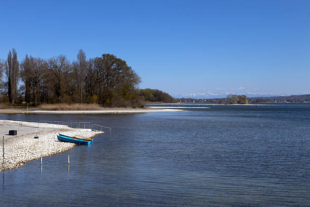 Rudolfzell Bodensee, Baden Wurttemberg Germany. Lake Constance. Shoreline and beach