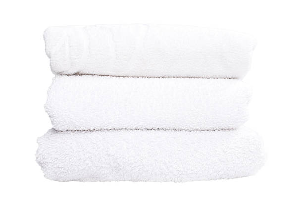 istock Stack of clean towels. Isolated on a white background. Studio shot. 2214715420