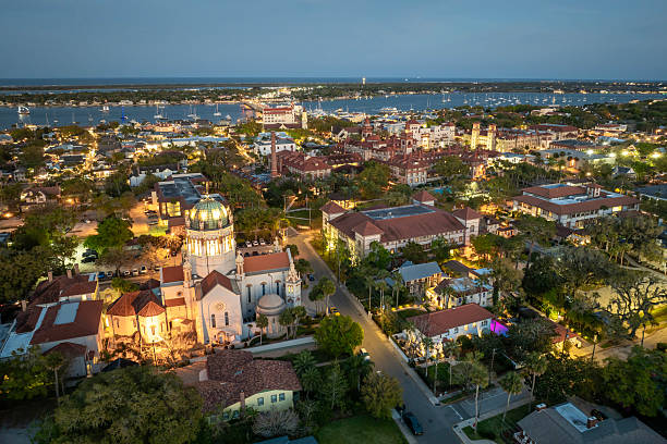 istock St. Augustine, Florida. Panoramic cityscape with old historical architecture. Popular tourist place for family travel 2214716203