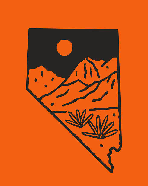 Red rock canyon on Nevada map frame illustration for t shirt sticker print design