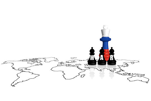 istock Chess made from Russia flag with word WAR 2214726201
