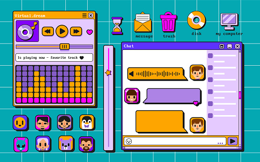 Retro User Interface Elements Collection Stock Illustration - Download ...