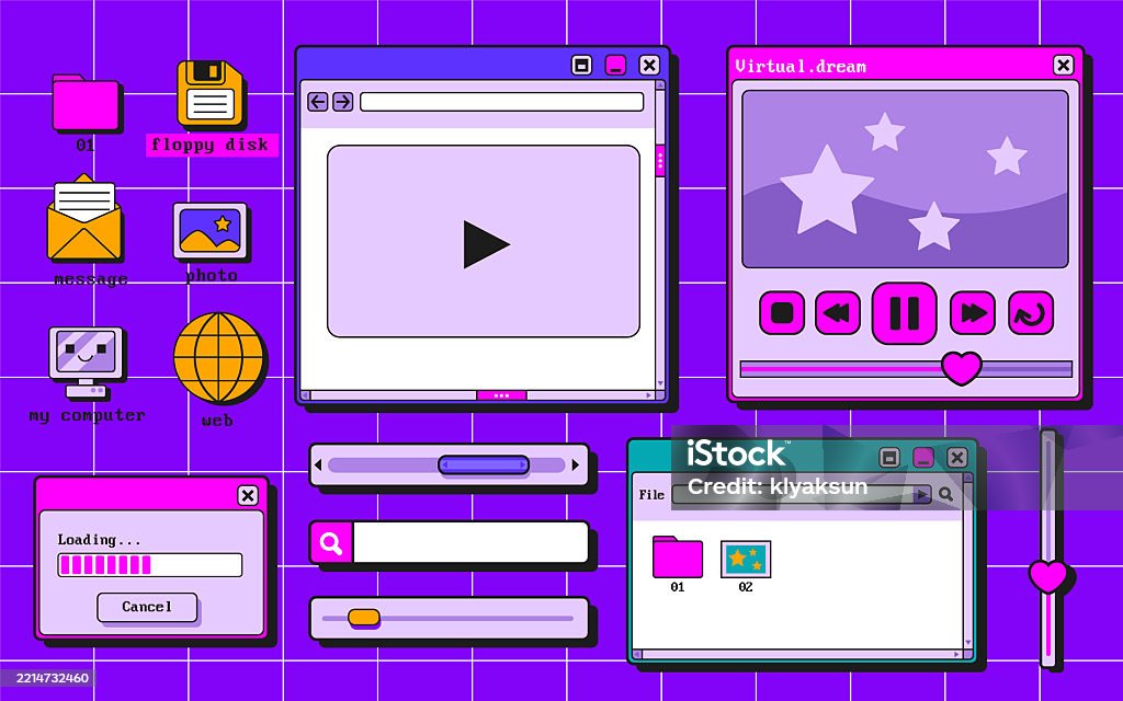 Retro User Interface Collection Stock Illustration - Download Image Now ...