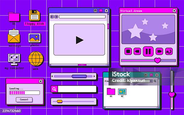 Retro Interface Vector Retro User Interface Collection Stock Illustration - Download Image Now ...