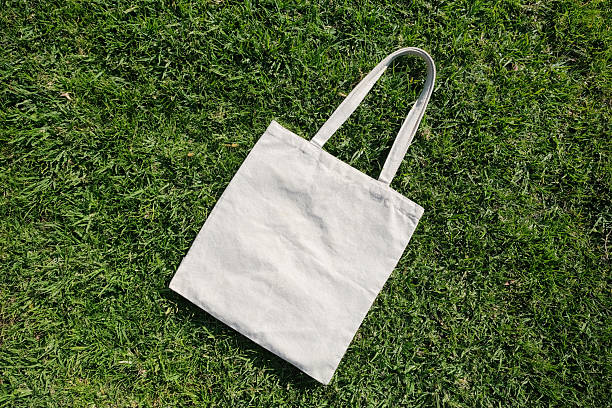 istock Canvas tote bag lying on green grass outdoor 2214734257