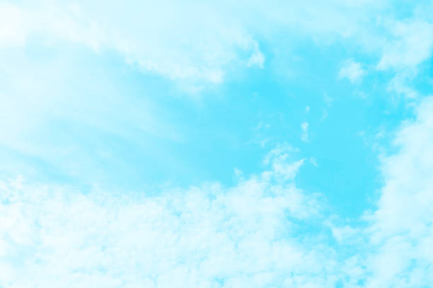 Blue pastel sky with white fluffy cloud. Cumulus clouds background. Cloudscape morning sky. The concepts of freedom of life, never give up and positive though energy.