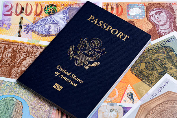 istock American passport on Macedonian money 2214735712