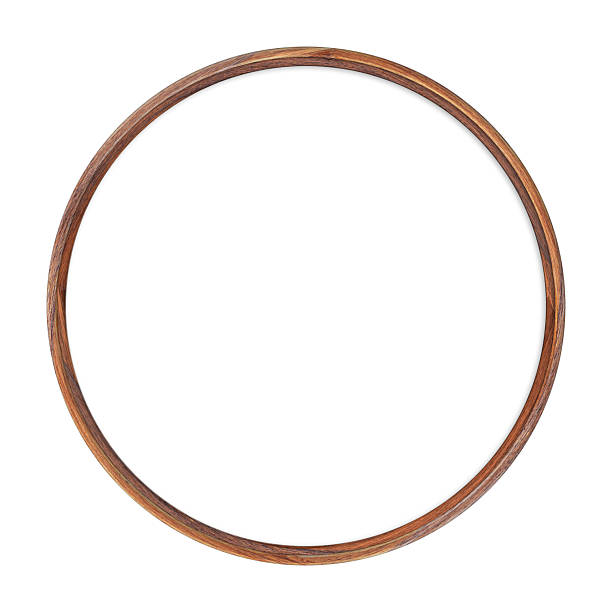 istock Wooden frame. Empty wooden frame with white blank backing board on white background. Round frame. Empty frame. The layout of the sign 2214741639