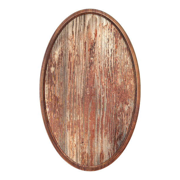 istock Wooden frame. Empty oval vintage wooden frame with planks isolated on white background. Empty oval frame. Signboard mockup. Old frame 2214741720