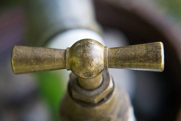 Brass water valve, garden irrigation.