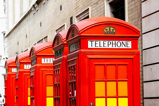 Typical red payphones in London