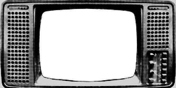 Vintage TV halftone collage frame template with with transparent display for copy space. Cut out from magazine old television clip art with vintage dotted texture. Modern retro vector illustration