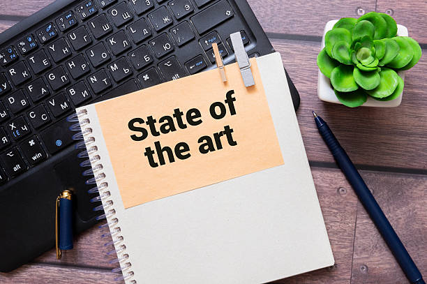 istock Text state of the art on the short note texture background 2214769100