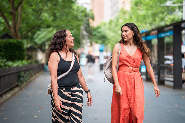 istock Confident Aboriginal Women Strolling Along Tree Lined Sydney City Streets 2214772498
