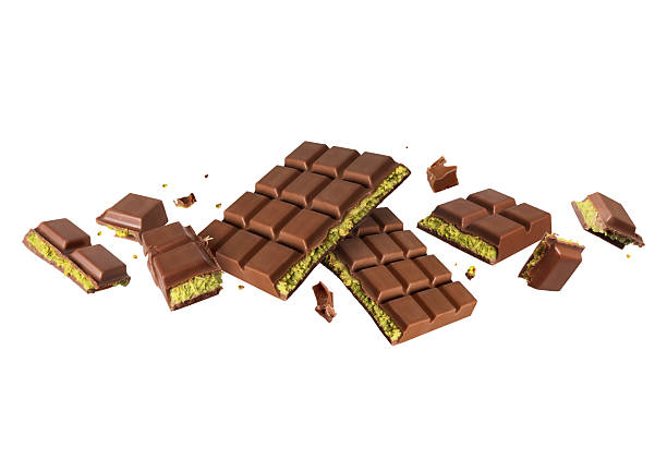 istock Crushed Dubai chocolate in the air. Dubai chocolate is made with pistachio paste and kadayif 2214778580