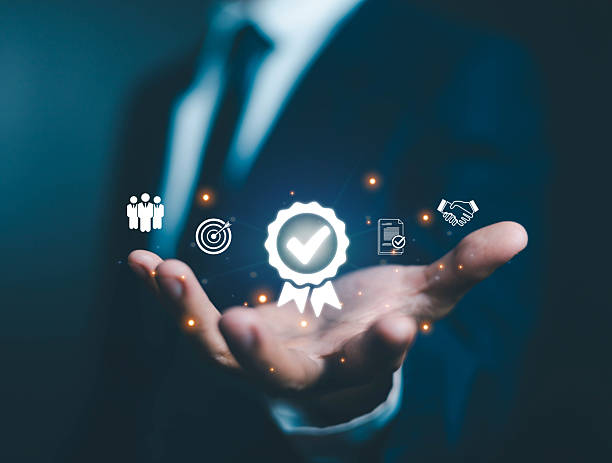 istock Professional quality, business assurance and technological concept with standardized processes that serve customers including information documents 2214787023