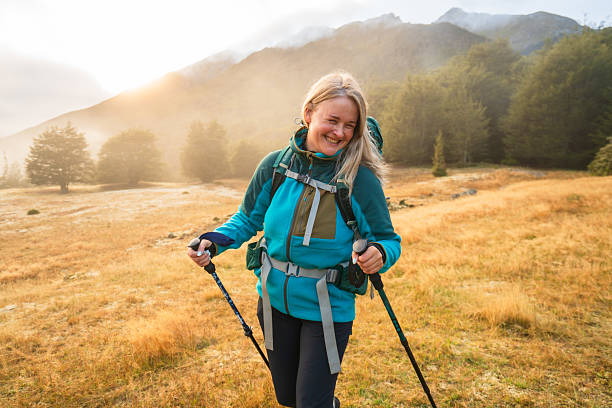 istock Woman conquering the outdoors, hiking at weekend. 2214787246