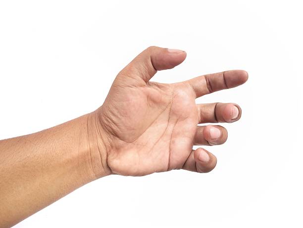 istock Man hand gesture holding something isolated on white background 2214798674