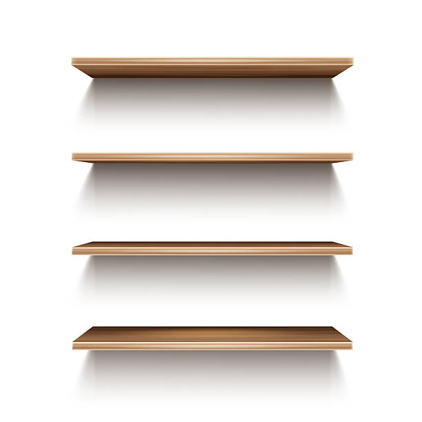 istock Wooden Wall Shelves with Four Levels Vector 2214804555