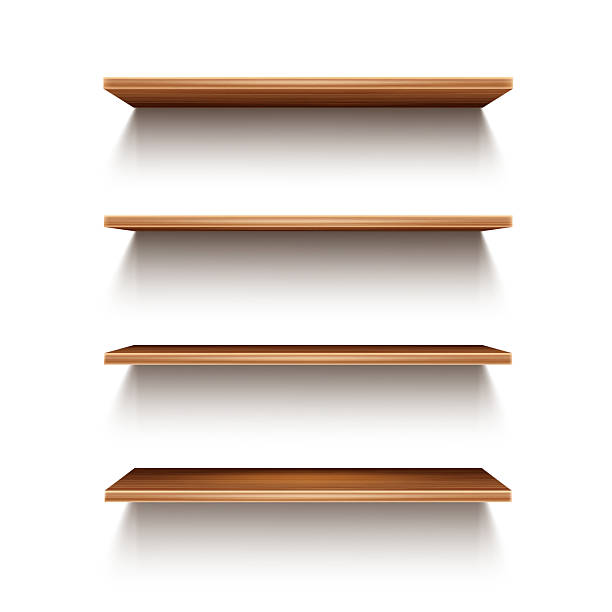 istock Wooden Wall Shelves with Four Levels Vector 2214804586