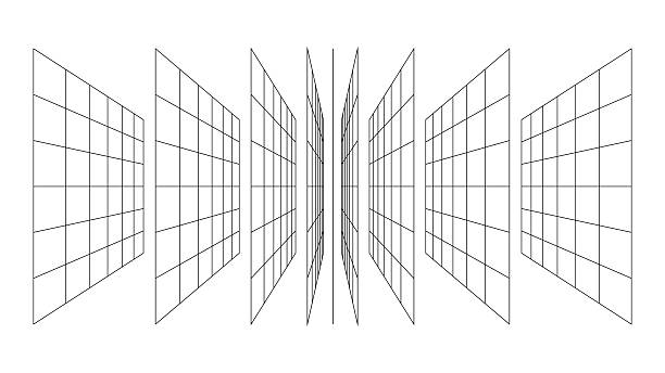 3d wireframe perspective grid room template design vector illustration background. Empty 3 dimension virtual room with perspective wireframe grid geometric sketch. Cyber virtual line interior frame.