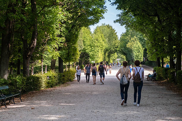 Vienna, Austria - August 15, 2019: Schonbrunn Palace was the main summer residence of the Habsburg rulers. View of the gardens