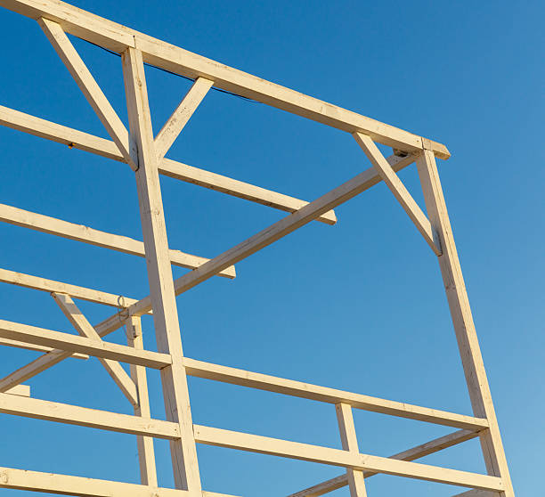 istock A wooden structure with a blue sky in the background 2214806503