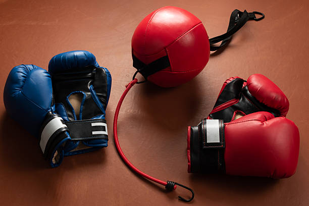 istock Punching bag, boxing gloves, training kit. Sport concept. 2214807035