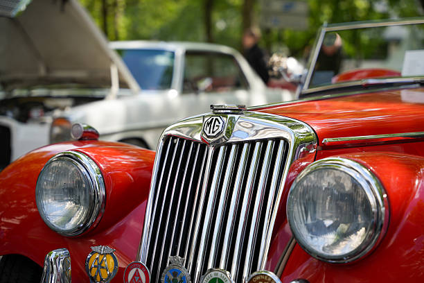 Mirror of red Volkswagen oldtimer from 1960s