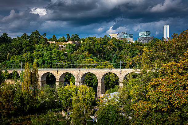famous old bridge viaduct in Luxembourg City