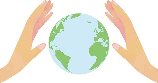 istock Caring Hands Holding the Globe Featuring the Americas and Atlantic Ocean / illustration material (vector illustration) 2214836252