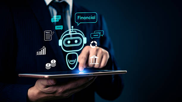 istock AI financial assistant robot interface on tablet screen. Fintech chatbot, digital banking, and automation in business finance innovation investment and money management modern virtual advisor systems. 2214839874