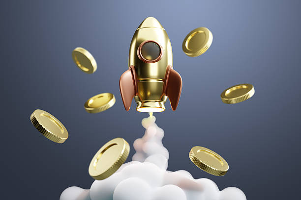 istock Golden Rocket Surrounded by Coins Symbolizing Cryptocurrency and Investment Growth 2214845248