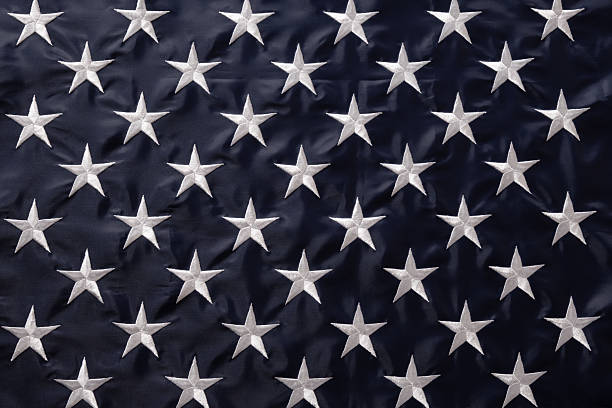 USA flag seamless pattern. White stars on navy blue background. Memorial day