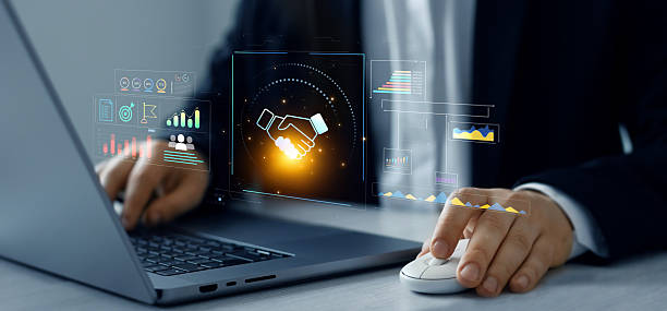 istock Trust partnership deal and innovation technology. Business partnership deal and analyzing data corporate using digital interface. Business cooperation and finance investor. 2214849852