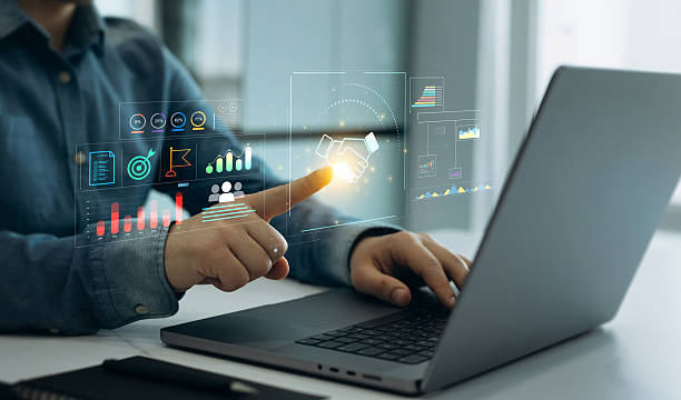 istock Business partnership deal and analyzing data corporate using digital interface. Business cooperation and finance investor.Trust partnership deal and innovation technology. 2214849856