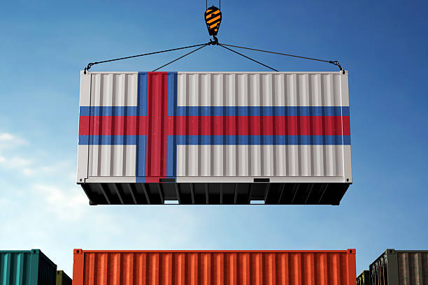 istock Faroe Islands trade cargo container hanging against clouds background 2214855458