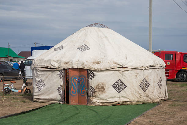 Dirty Kazakh yurt on May 1st holiday.