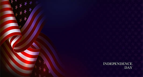 Illustration with silhouette of wavy American flag.