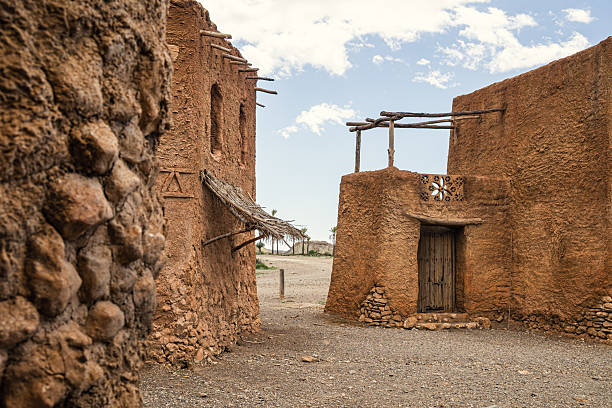 istock Adobe desert film set structures with wooden beams and rustic details in Tabernas Desert, Almeria, evoking North African architecture under bright sky 2214862122