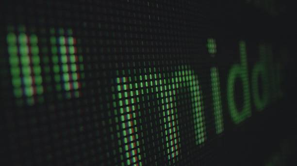 istock Abstract Close Up of Digital Screen Pixels in Green Hue 2214863010