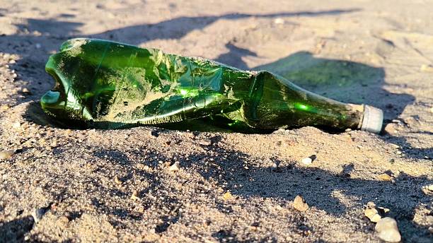 istock trash on the beach. an empty abandoned plastic bottle in nature 2214869457