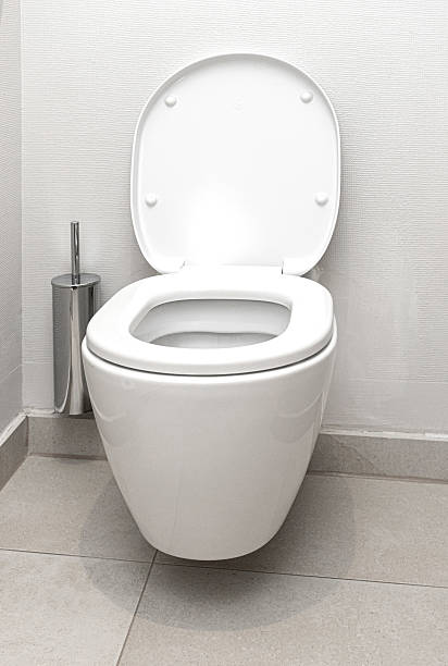 istock White ceramic toilet bowl with open lid in modern bathroom 2214870021