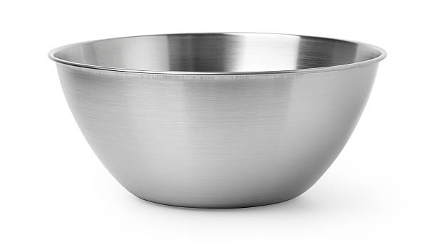 istock Empty stainless steel mixing bowl on white background 2214870044