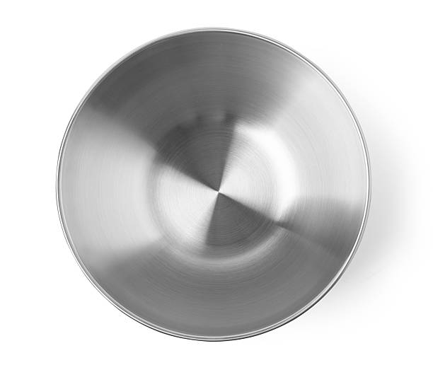 istock Empty stainless steel bowl isolated on white background 2214870048