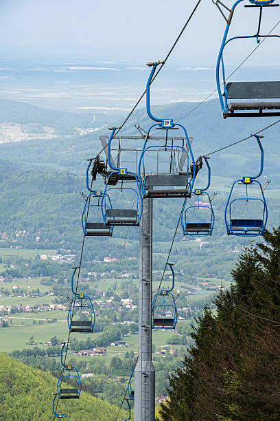 istock Mountain ski lift in Pustevny with scenic view 2214870454